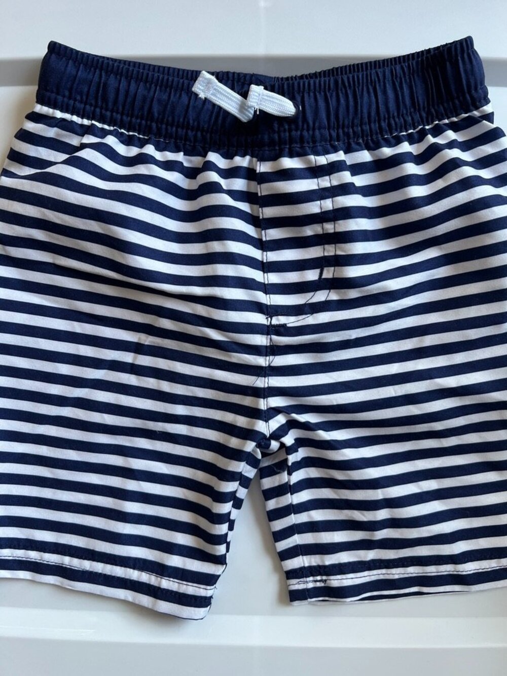 Hudson Bay Company Blue and White Striped Swim Trunks Size 3T Like New